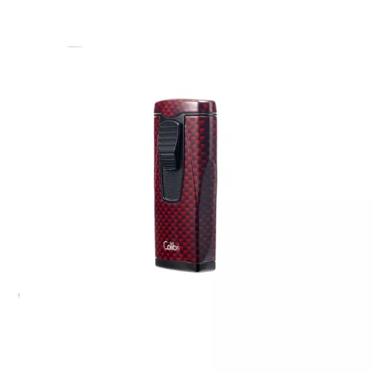 Colibri Monaco Red Carbon Fiber hármas piramis lángú szúrólángos szivar öngyújtó – piros karbon mintás