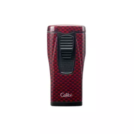 Colibri Monaco Carbon Fiber Red, hármas piramis formájú lánggal égő szúrólángos szivar öngyújtó - vörös