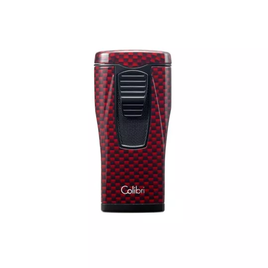 Colibri Monaco Red Carbon Fiber hármas piramis lángú szúrólángos szivar öngyújtó – piros karbon mintás