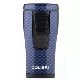 Colibri Monaco Carbon Fiber, hármas piramis formájú lánggal égő szúrólángos szivar öngyújtó - kék