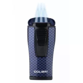 Colibri Monaco Carbon Fiber, hármas piramis formájú lánggal égő szúrólángos szivar öngyújtó - kék