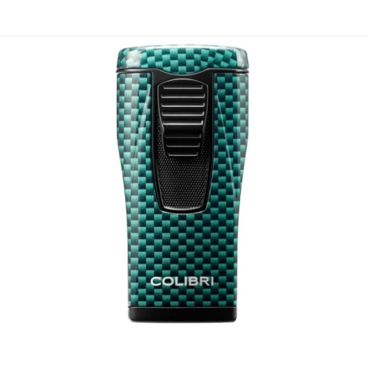 Colibri Monaco Green Carbon Fiber hármas piramis lángú szúrólángos szivar öngyújtó – zöld karbon mintás - Colibri Monaco