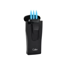 Colibri Monaco Metallic Black, hármas piramis formájú lánggal égő szúrólángos szivar öngyújtó - fekete