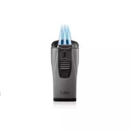 Colibri Monaco Metallic Charcoal, hármas piramis formájú lánggal égő szúrólángos szivar öngyújtó - szürke