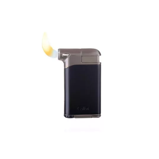 Colibri Pacific Black Gunmetal, oldalsó lánggal égő pipagyújtó kihúzható tömködővel, fekete és szürke