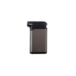 Colibri Pacific Gunmetal Black, oldalsó lánggal égő pipagyújtó kihúzható tömködővel, szürke és fekete 