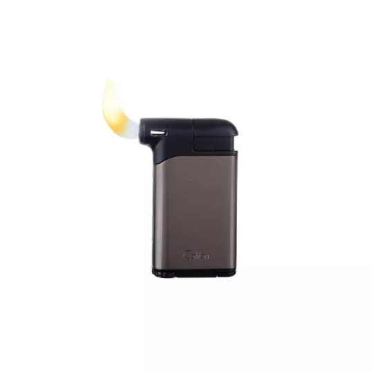 Colibri Pacific Gunmetal Black, oldalsó lánggal égő pipagyújtó kihúzható tömködővel, szürke és fekete 