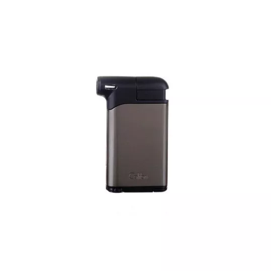 Colibri Pacific Gunmetal Black, oldalsó lánggal égő pipagyújtó kihúzható tömködővel, szürke és fekete 