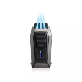 Colibri Quantum Gunmetal, tripla szúrólángos szivar öngyújtó beépített ék vágóval - sötétszürke