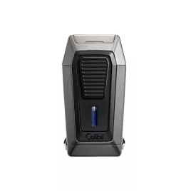 Colibri Quantum Gunmetal, tripla szúrólángos szivar öngyújtó beépített ék vágóval - sötétszürke