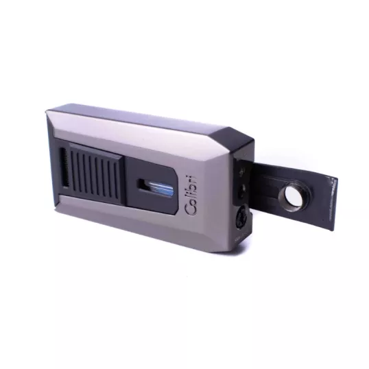 Colibri Slide Gunmetal szürke színű szivaröngyújtó dupla szúrólánggal és beépített szivarfúróval