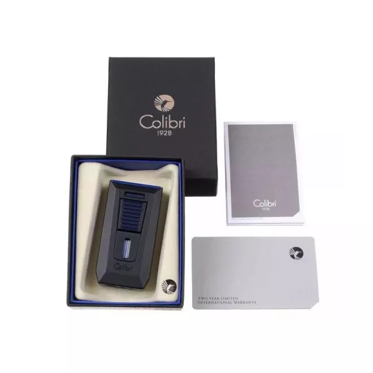Colibri Slide Black & Blue fekete és kék színű szivaröngyújtó dupla szúrólánggal és beépített szivarfúróval