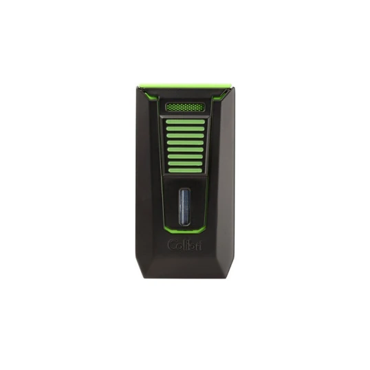 Colibri Slide Black & Green fekete és zöld színű szivaröngyújtó dupla szúrólánggal és beépített szivarfúróval - Colibri Slide
