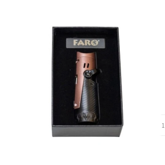 FARO tripla szúrólángos szivar öngyújtó beépített szivarfúróval és szivartűvel – bronz / fekete