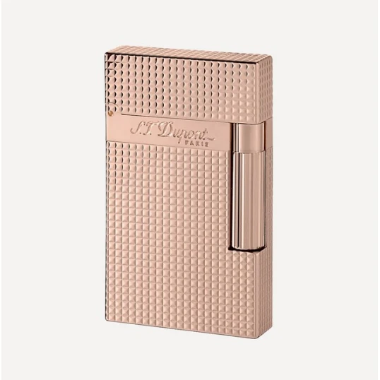 S.T. Dupont Ligne 2 Pink Gold Cote d’Azur káró mintás rózsaarany szivaröngyújtó - S.T. Dupont Ligne 2
