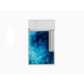 S.T. Dupont Ligne 2 Cling Géode Blue kék lakkozott, palládium bevonatú dupla lángos szivaröngyújtó