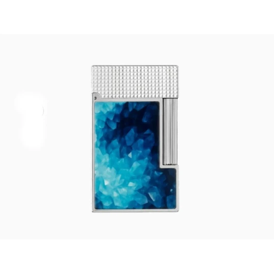 S.T. Dupont Ligne 2 Cling Géode Blue kék lakkozott, palládium bevonatú dupla lángos szivaröngyújtó - S.T. Dupont Ligne 2