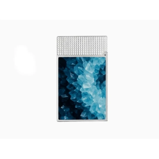 S.T. Dupont Ligne 2 Cling Géode Blue kék lakkozott, palládium bevonatú dupla lángos szivaröngyújtó