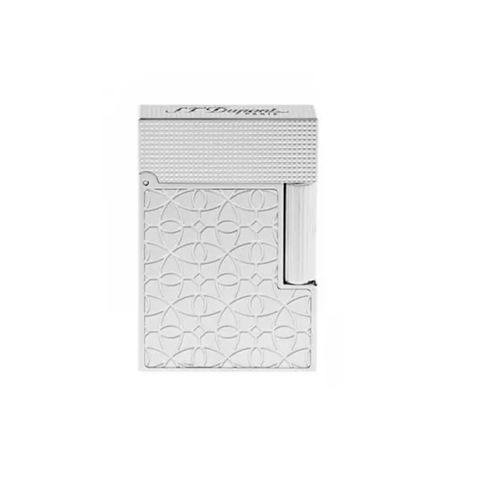 S.T. Dupont L2 Small PDD Arabesque, klasszikus szivar öngyújtó platina bevonattal és gravírozott arabeszk mintával