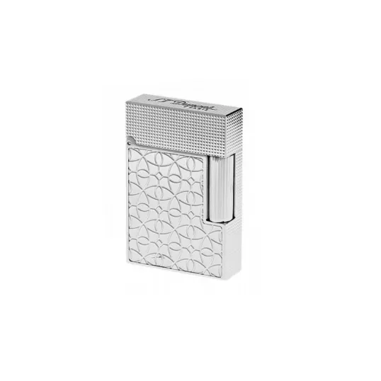 S.T. Dupont L2 Small PDD Arabesque, klasszikus szivar öngyújtó platina bevonattal és gravírozott arabeszk mintával