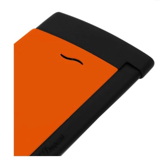 S.T. Dupont Slim 7 Fluo orange, élénk narancssárga és matt fekete színű szivar öngyújtó erős szúró lánggal