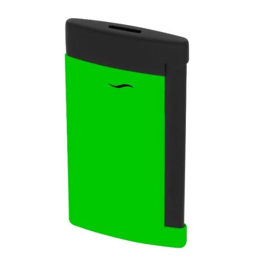 S.T. Dupont Slim 7 Fluo green, élénk zöld és matt fekete színű szivar öngyújtó erős szúró lánggal