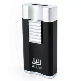Winjet Premium Wide Flat lapos szúrólángos szivargyújtó beépített szivarfúróval - fekete és ezüst