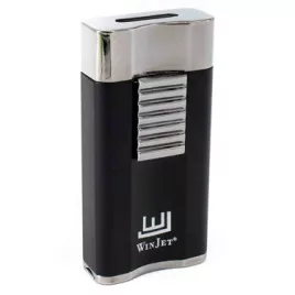Winjet Premium Wide Flat lapos szúrólángos szivargyújtó beépített szivarfúróval - fekete és sötétszürke