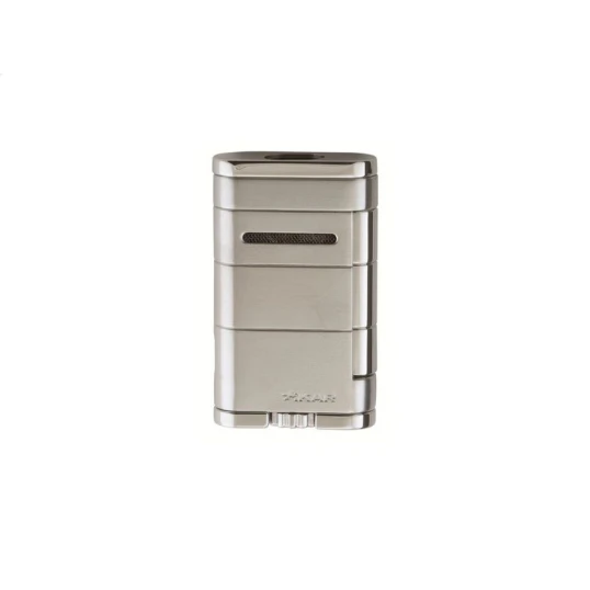 Xikar Allume Steel Silver Double - szivar öngyújtó 2-es szúró lánggal - ezüst - Xikar Allume szivar öngyújtók - Double Lighter