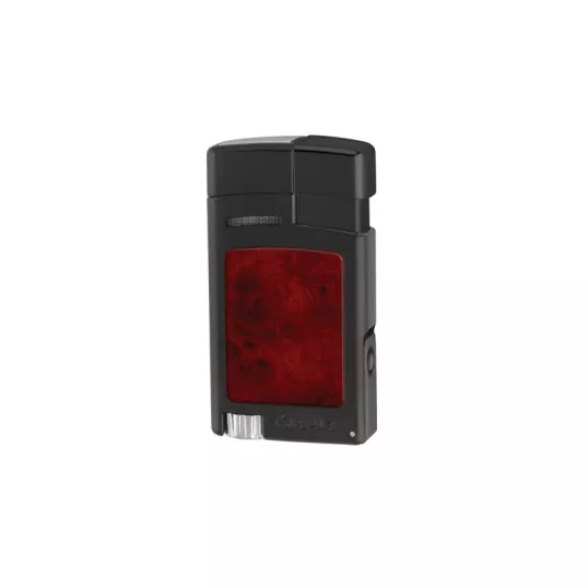 Xikar Forte Soft Flame Black Burl szivar öngyújtó kihajtható 7mm-es szivarfúróval - Fekete