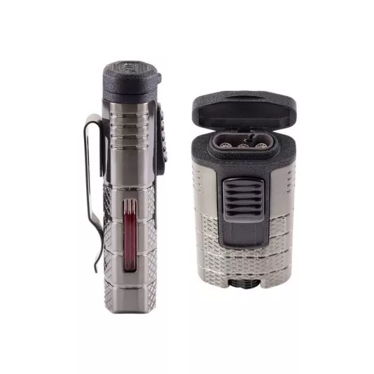 Xikar Tactical Triple Tan and Black 3-as szúrólángos szivaröngyújtó övcsipesszel - zöldes szürke