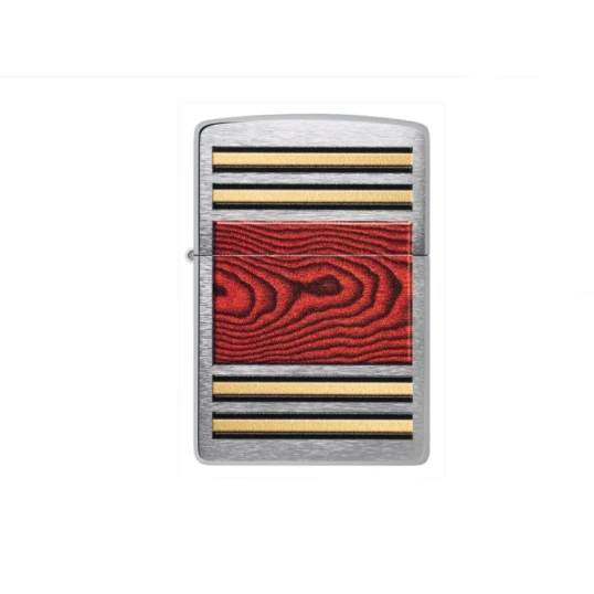 Zippo ajándék szett – Vörös faerezet mintás benzines öngyújtó, 125 ml Zippo benzin és Zippo tűzkő készlet díszdobozban