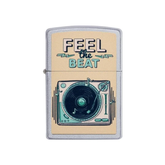 Zippo króm benzines öngyújtó – Feel the Beat lemezjátszó mintával - Benzines öngyújtók