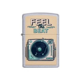Zippo króm benzines öngyújtó – Feel the Beat lemezjátszó mintával