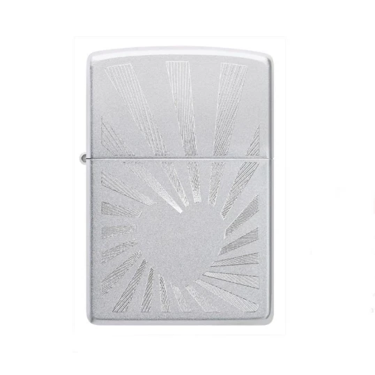 Zippo szálcsiszolt króm benzines öngyújtó – Sugárzó szeretet mintával