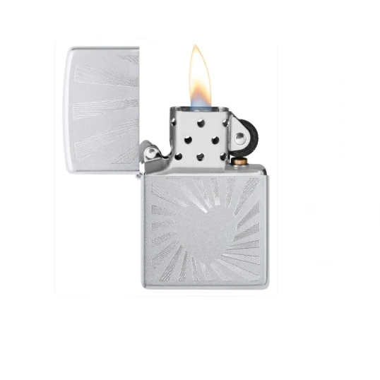 Zippo szálcsiszolt króm benzines öngyújtó – Sugárzó szeretet mintával