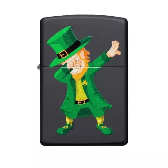 Zippo matt fekete benzines öngyújtó – „Dabbing Leprechaun” kobold mintával