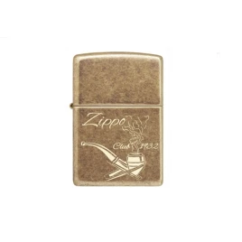 Zippo Pipe Club 1932 Antique Brass pipaöngyújtó – antik sárgaréz, gravírozott mintával