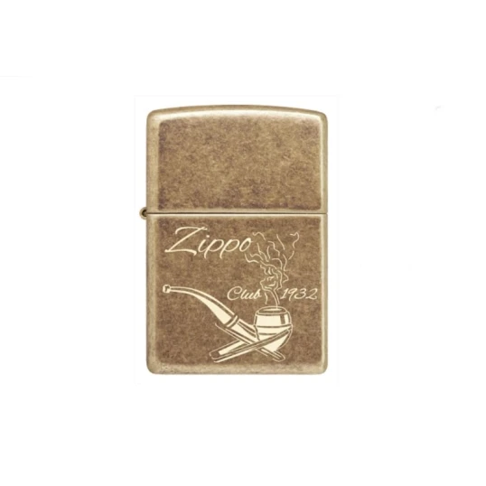 Zippo Pipe Club 1932 Antique Brass pipaöngyújtó – antik sárgaréz, gravírozott mintával