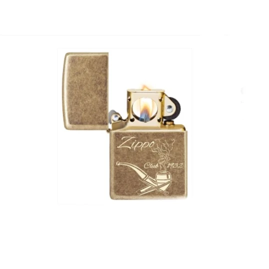 Zippo Pipe Club 1932 Antique Brass pipaöngyújtó – antik sárgaréz, gravírozott mintával