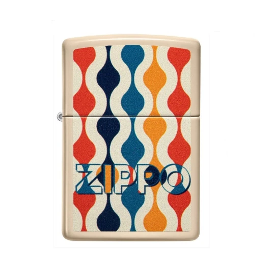 Zippo ajándék szett – Retro mintás dizájnú benzines öngyújtó, 125 ml benzin és tűzkő készlet díszdobozban