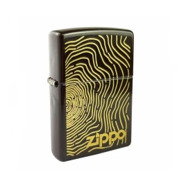 Zippo ajándék szett – Gold Fingerprint benzines öngyújtó, 125 ml benzin és tűzkő készlet díszdobozban