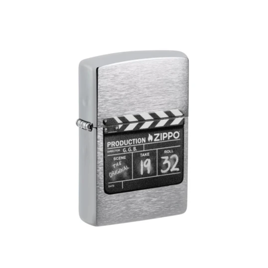 Zippo króm benzines öngyújtó  - Movie Clapper Production filmcsapó tábla