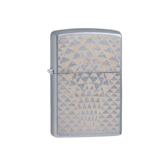 Zippo Spring Special Geometric Shapes benzines öngyújtó – Street Chrome, geometrikus koponyamintával - Benzines vihar öngyújtók