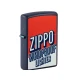 Zippo Windproof Lighter Design benzines öngyújtó – matt tengerészkék, retró feliratos grafikával - Benzines vihar öngyújtók