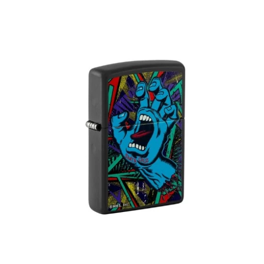 Zippo Santa Cruz Screaming Hand Black Light benzines öngyújtó – matt fekete, UV-fényben világító grafikával - Benzines vihar öngyújtók