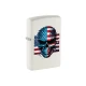 Zippo American Skull Design matt fehér benzines öngyújtó – amerikai zászlós koponya mintával