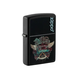 Zippo Tattoo Design fekete benzines öngyújtó – tetoválás stílusú mintával