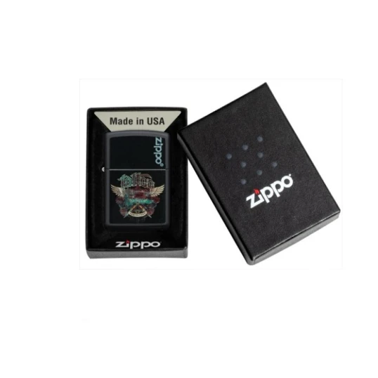 Zippo Tattoo Design fekete benzines öngyújtó – tetoválás stílusú mintával