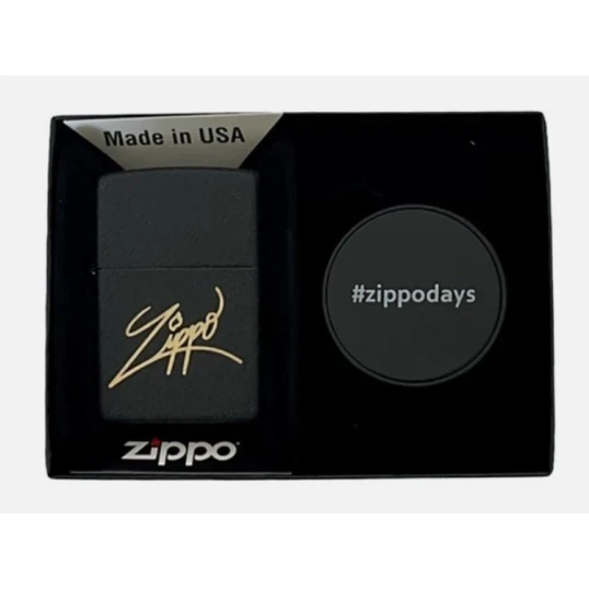 Zippo texturált fekete benzines öngyújtó ajándék telefon tartóval – ZippoDays szett - Benzines öngyújtók